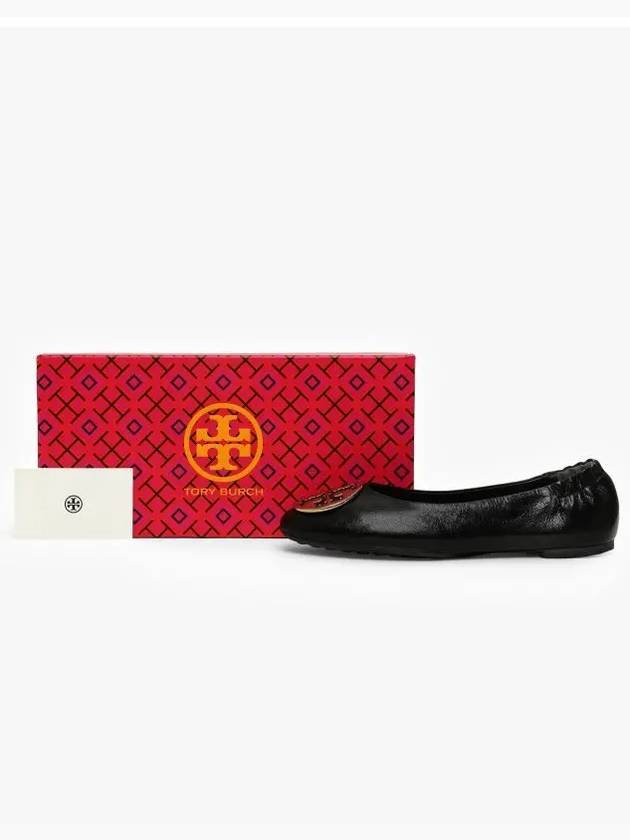 Logo Leather Ballerina Flat Black - TORY BURCH - BALAAN 5