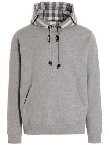 Check Panel Cotton Hoodie Grey - BURBERRY - BALAAN 1