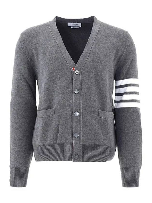 Milano Stitch 4-Bar Cardigan Medium Grey - THOM BROWNE - BALAAN 2