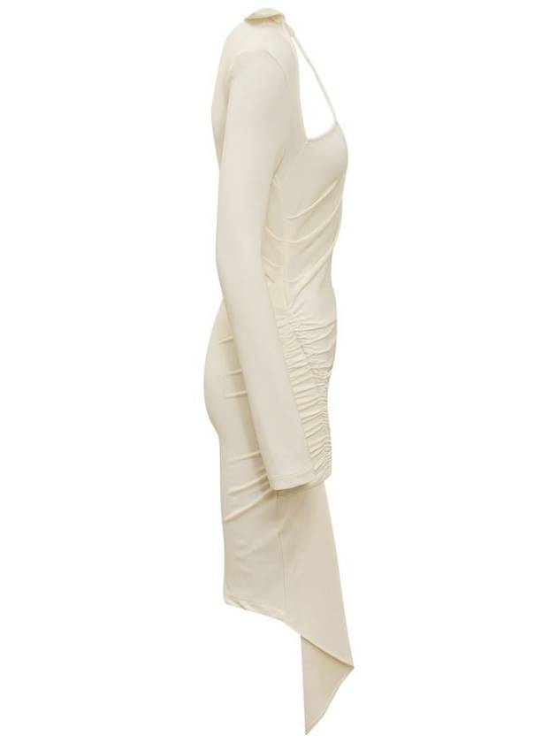 23 ss viscose crepe drape dress OWDB460S23FAB0010400 B0020169973 - OFF WHITE - BALAAN 5