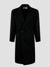 Shoulder Pad Wool Double Coat Black - SAINT LAURENT - BALAAN 1