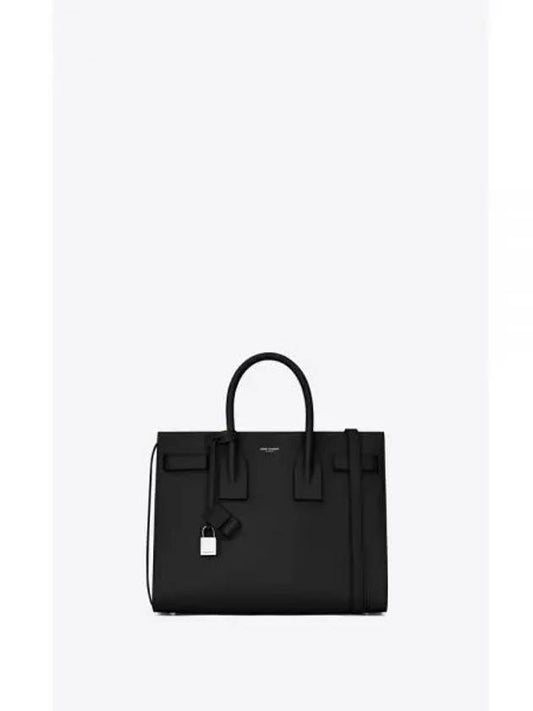 Small Grain Leather Tote Bag Black - SAINT LAURENT - BALAAN 2