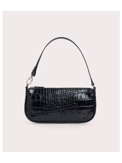 Rachel Croco Embossed Leather Shoulder Bag Black - BY FAR - BALAAN 2