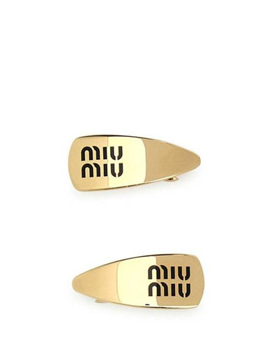 Black Enamel Metal Hair Clip Gold - MIU MIU - BALAAN 1