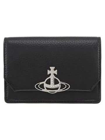 Logo Vegan Leather Credit Half Wallet Silver Black - VIVIENNE WESTWOOD - BALAAN 1