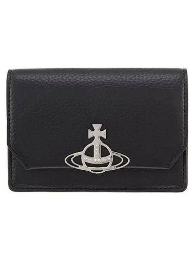 Logo Vegan Leather Credit Half Wallet Silver Black - VIVIENNE WESTWOOD - BALAAN 1