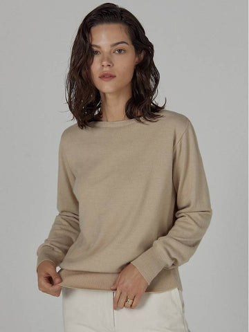 Women's Boat Neck Knit Top Beige - ARIFF - BALAAN 1