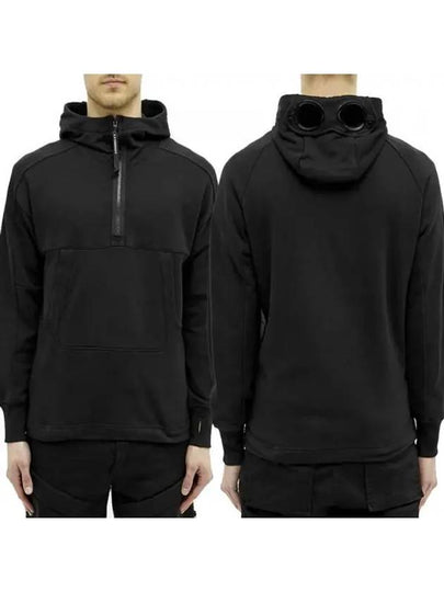 Men's Diagonal Fleece Goggles Half Zip Up Brushed Anorak Black - CP COMPANY - BALAAN 2