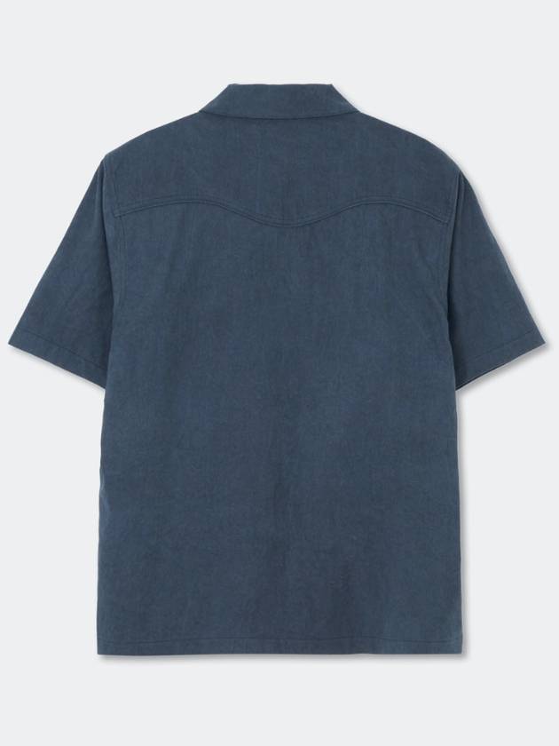 Western Dyed Milling Open Collar Shirt_Navy - KINETO - BALAAN 4