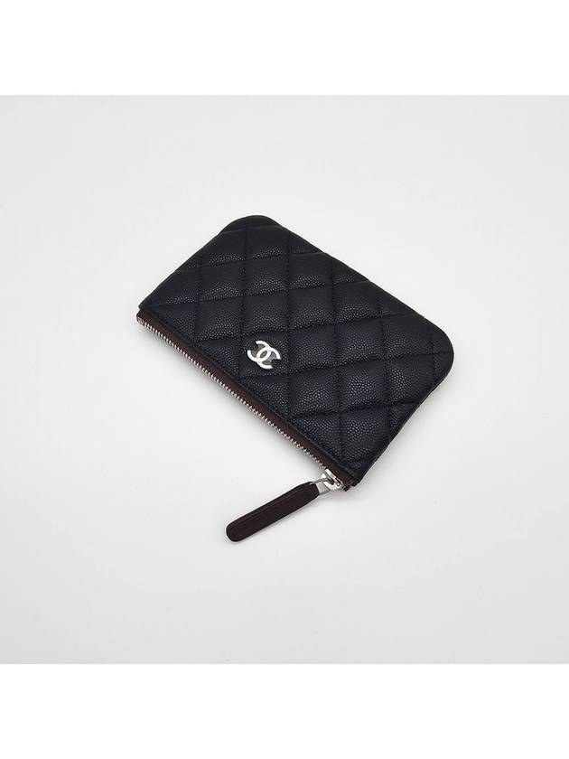 Silver logo grained calfskin clutch bag black - CHANEL - BALAAN 8