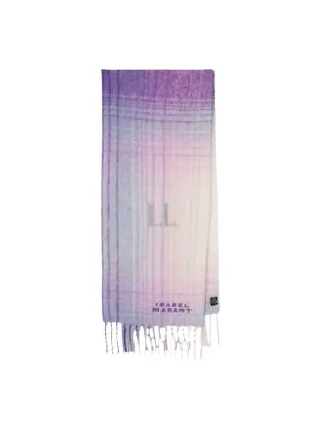 Firny Embroidery Logo Check Alpaca Muffler Lilac - ISABEL MARANT - BALAAN 2