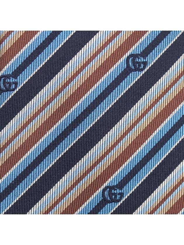 GG logo striped silk tie navy beige - GUCCI - BALAAN.