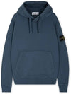 Logo Patch Cotton Fleece Hoodie Blue - STONE ISLAND - BALAAN 4