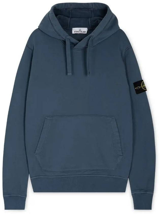 Men s Waffen Patch Avio Blue Hoodie 801564151 V0024 - STONE ISLAND - BALAAN 1