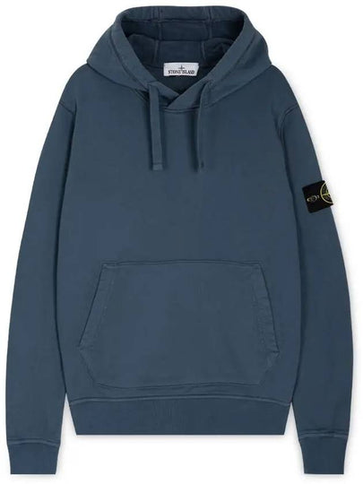 Logo Patch Cotton Fleece Hoodie Blue - STONE ISLAND - BALAAN 2