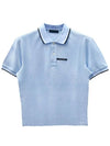 Logo Patch Polo Shirt Blue - PRADA - BALAAN 2