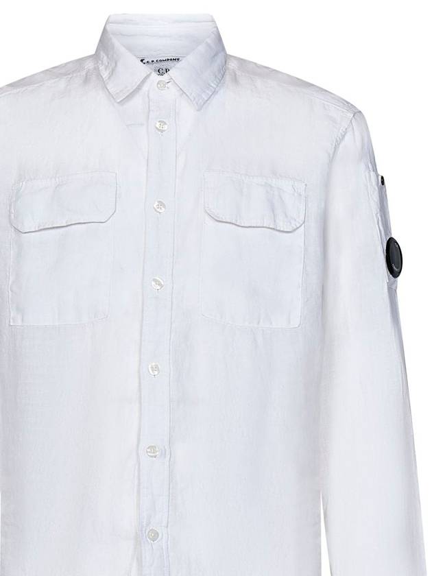 Linen Pocket Long Sleeve Shirt White - CP COMPANY - BALAAN 6