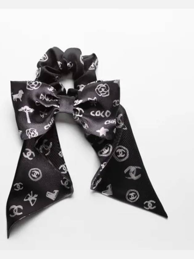 Hair chouchou band silk petite scarf tripe - CHANEL - BALAAN 3