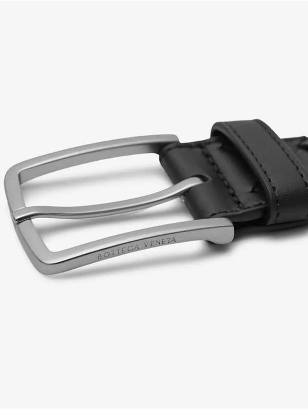 Intrecciato Leather Belt Black - BOTTEGA VENETA - BALAAN 4