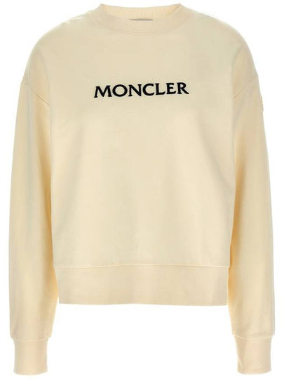 Embroidered Tonal Logo Cotton Sweatshirt Ivory - MONCLER - BALAAN 2