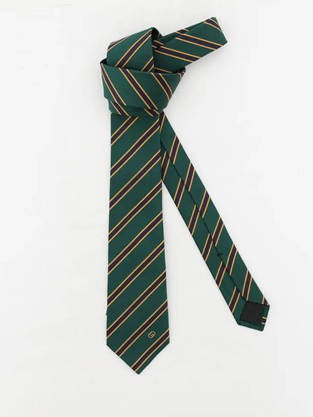 Striped Silk Tie Green - GUCCI - BALAAN 2