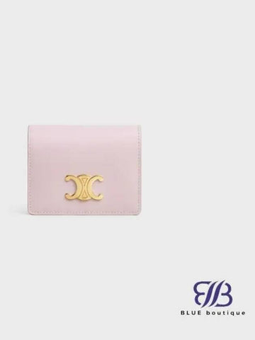 Triomphe Business Shiny Calfskin Card Wallet Pastel Pink - CELINE - BALAAN 1