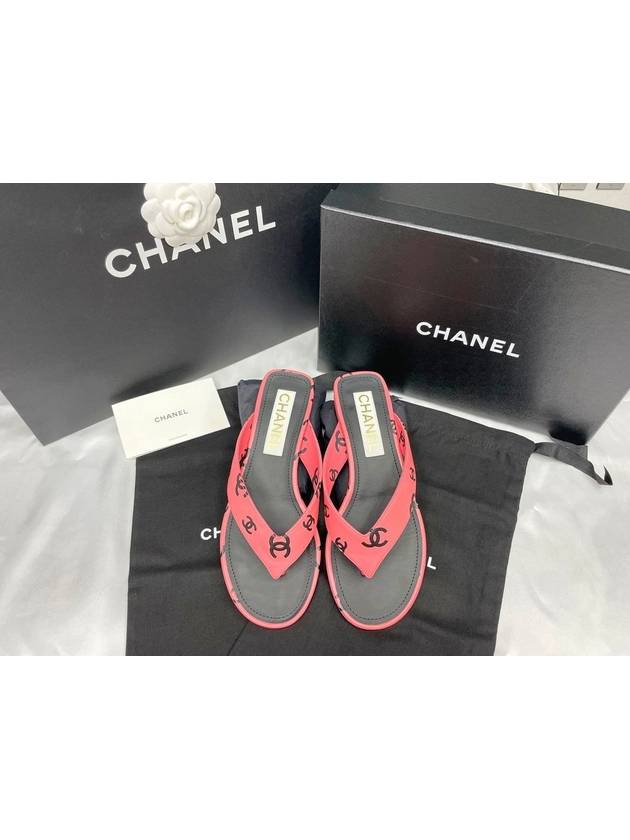 CC Logo Print Lambskin Flip Flops Pink - CHANEL - BALAAN.