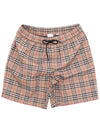 Men's Small Scale Check Drawstring Swim Shorts Beige - BURBERRY - BALAAN 3