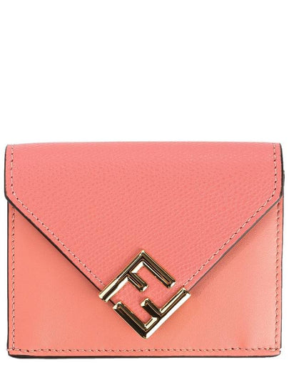 FF Diamond Calf Leather Half Wallet Pink - FENDI - BALAAN 2