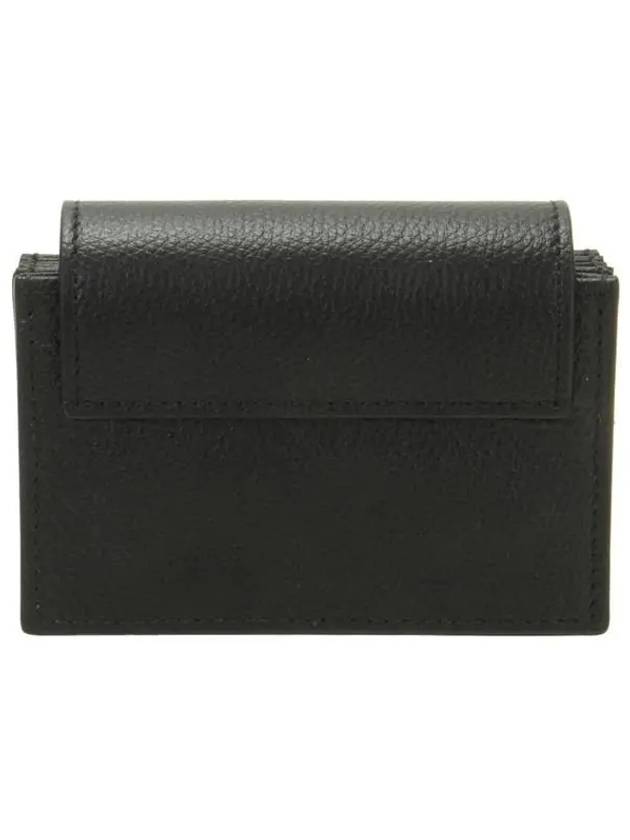 V Logo Flapover Card Wallet Black - VALENTINO - BALAAN 4