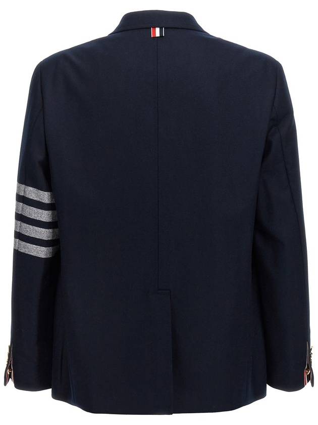 4 Bar Stripe Single Breasted Wool Jacket Navy - THOM BROWNE - BALAAN 4