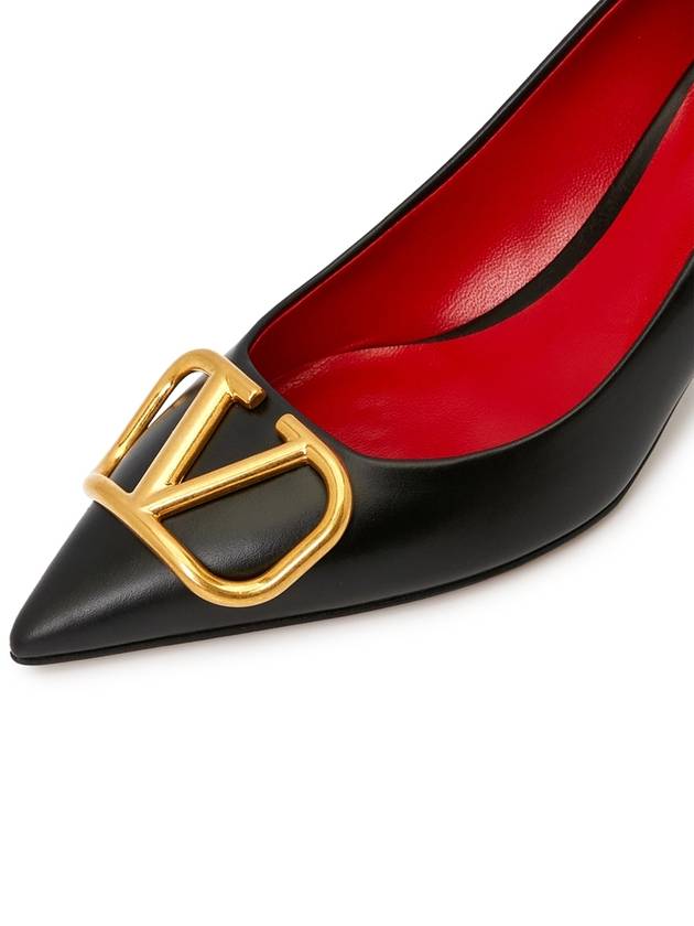 V Logo Signature Leather Pumps Black - VALENTINO - BALAAN 8