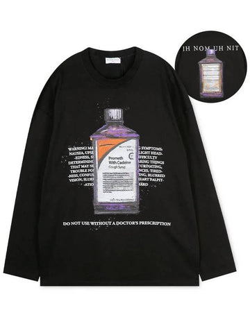 Men's bottle print black long sleeve t-shirt NUS19261 009 - IH NOM UH NIT - BALAAN 1