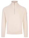 Cotton Cashmere Half Zip Knit Top White - MONCLER - BALAAN 2