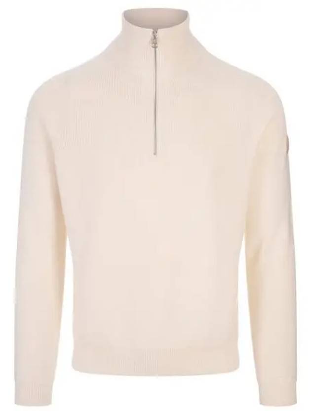 Cotton Cashmere Half Zip Knit Top White - MONCLER - BALAAN 2