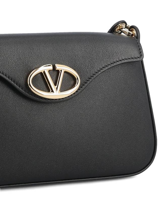 Logo Plaque Fold Over Cross Bag Black - VALENTINO - BALAAN 4