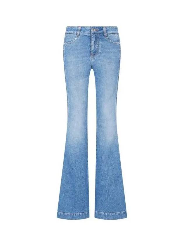 Side logo flare denim pants washed indigo - STELLA MCCARTNEY - BALAAN 1