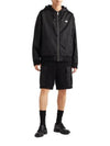 Reversible Cotton Fleece Re-Nylon Zip-up Hoodie Black - PRADA - BALAAN 3