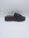 GG Logo Platform Denim Slippers Dark Blue - GUCCI - BALAAN 6