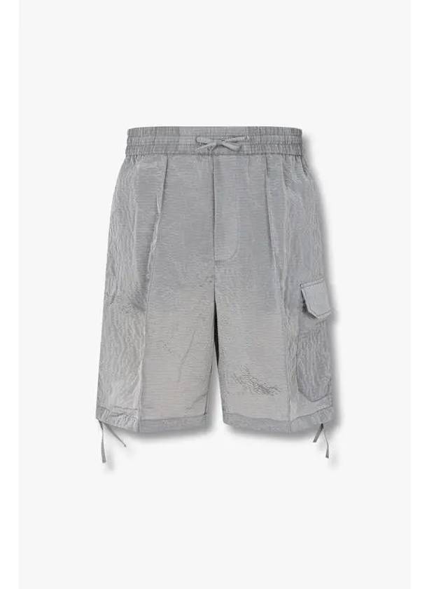 Men s Side Ribbon Seersucker Shorts Gray - EMPORIO ARMANI - BALAAN 1