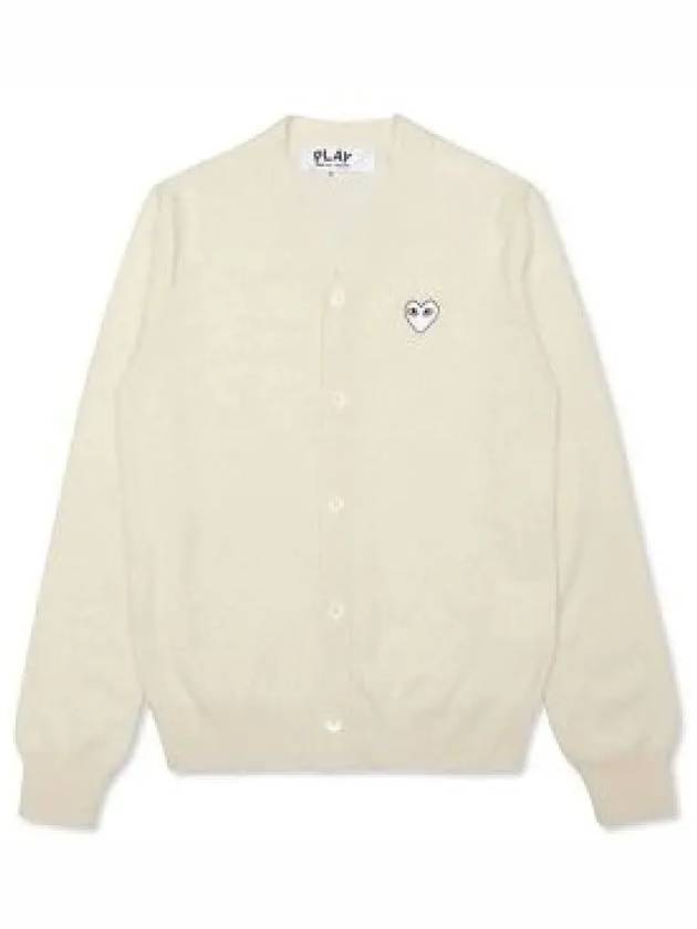 Play White Waffen V-neck Cardigan Ivory - COMME DES GARCONS - BALAAN 2