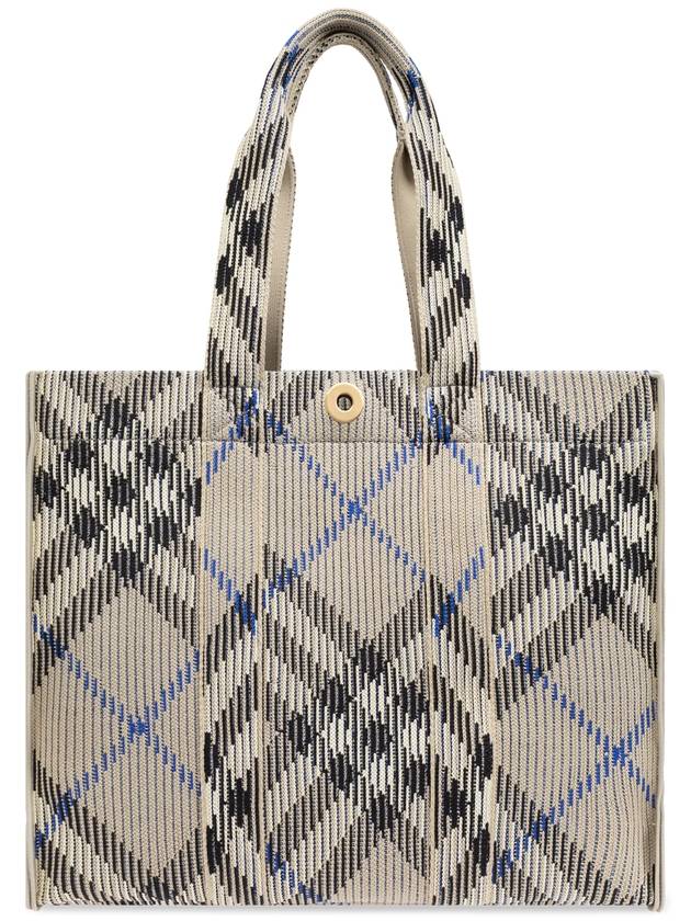 Check Knit Medium Tote Bag Lichen - BURBERRY - BALAAN 4