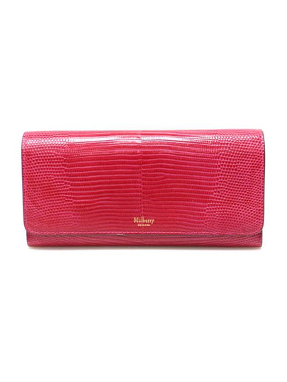 Women s Mulberry RL5399 Pink Lizard Embossed Leather Gold plated Continental Flap Long Wallet gt Gangbuk used luxury goods - MULBERRY - BALAAN 2