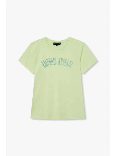 Women s Glitter Logo Cotton T Shirt Light Green - EMPORIO ARMANI - BALAAN 1