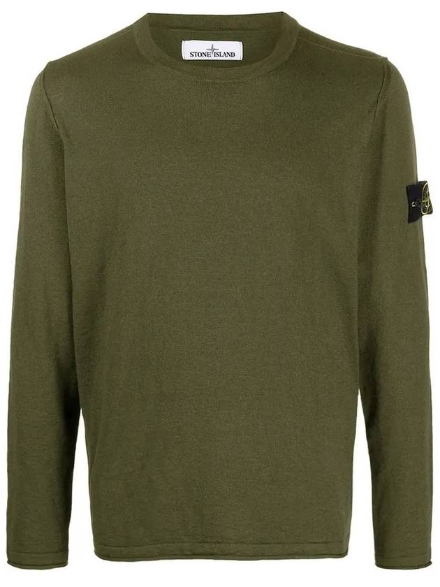 Wappen Patch Crew Neck Knit Top Khaki - STONE ISLAND - BALAAN 3