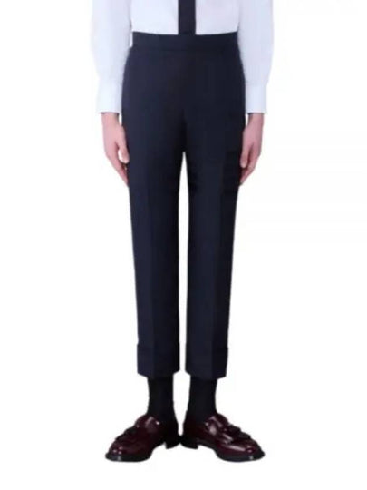 Diagonal Plain Weave Classic Wool Slacks Navy - THOM BROWNE - BALAAN 2