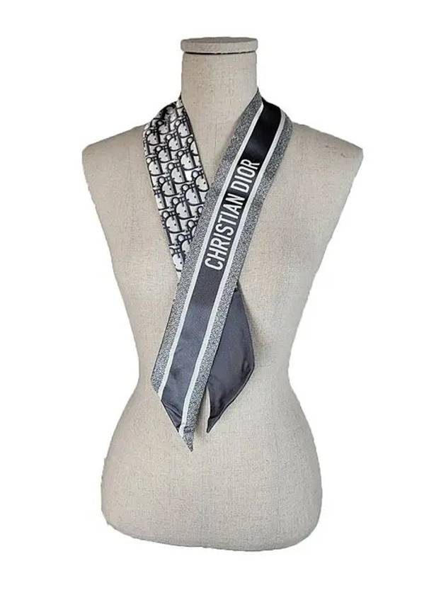 Oblique Mitzah Silk Twill Scarf Grey - DIOR - BALAAN 5