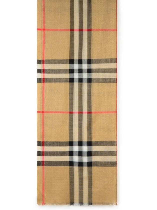 Check Wool Silk Scarf Beige - BURBERRY - BALAAN 3