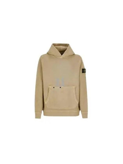 Old Effect Cotton Diagonal Fleece Hoodie Biscuit - STONE ISLAND - BALAAN 2