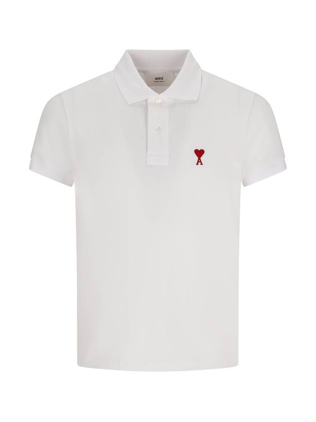 Heart Logo Polo Shirt White - AMI - BALAAN 2